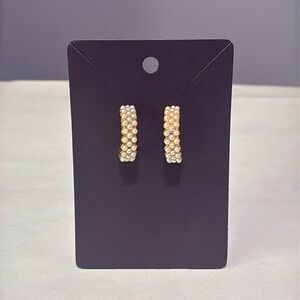 ✨🌿Elegant Pearl Open Hoop Stud Earrings